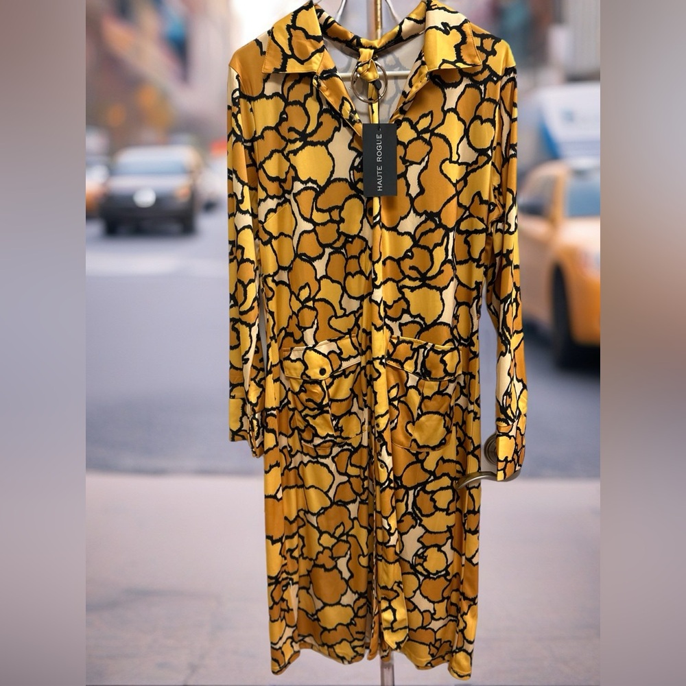 Haute Rogue Yellow and Black Floral Dress